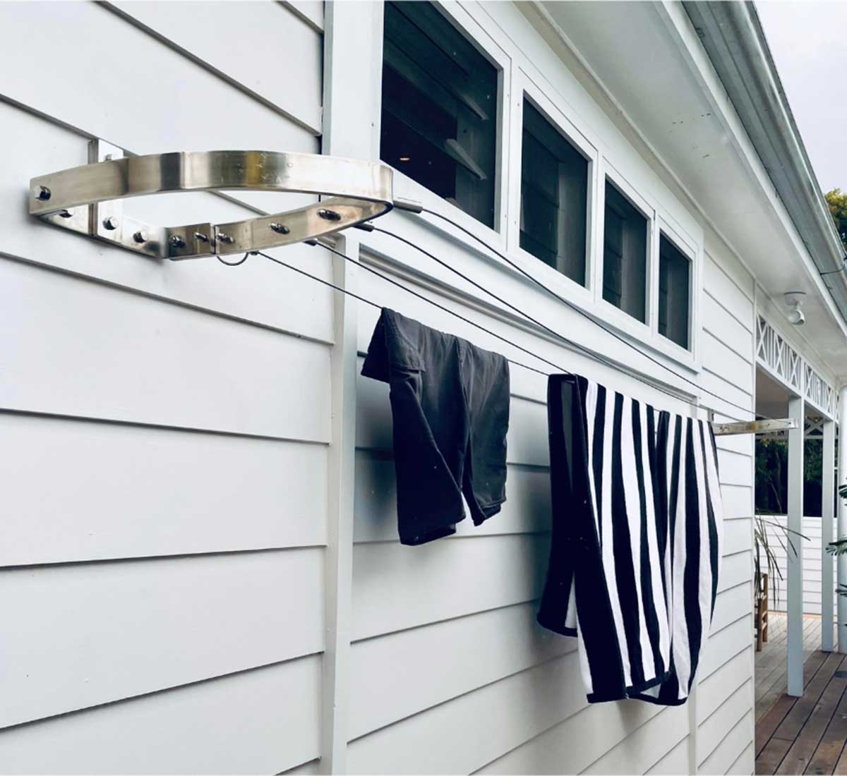 4 line folding wall stainless steel clothesline